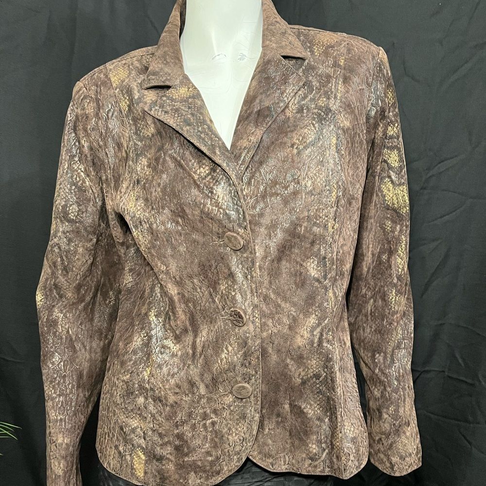 Bamboo Traders Brown Gold Jacket Blazer